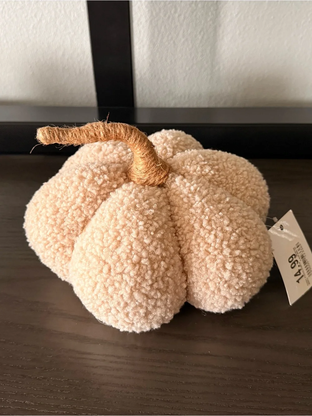 Plush Sherpa Cream Decorative Pumpkin - Cozy Fall Accent
